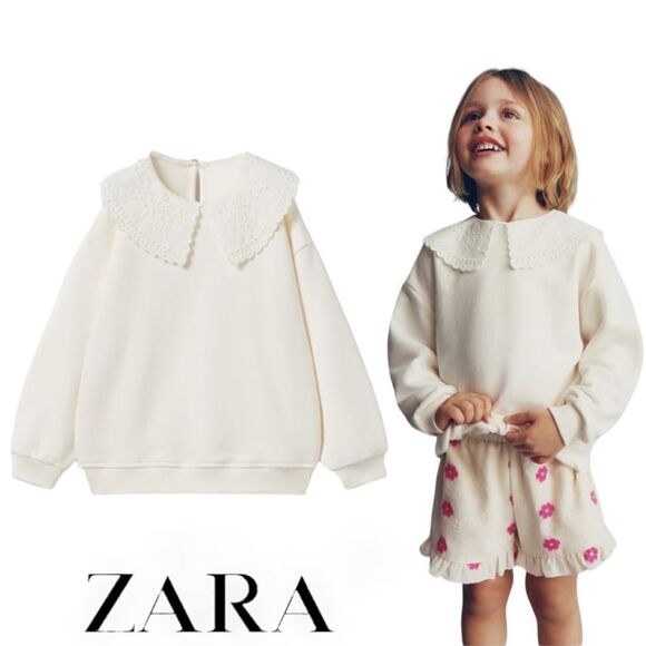 ZARA Kids | Ecru | COMBINATION EMBROIDERED SWEATSHIRT - Picture 1 of 8